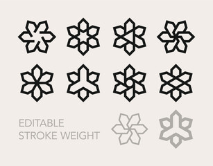 Wall Mural - set of trendy geometric minimal vector logo elements designs. editable outline.