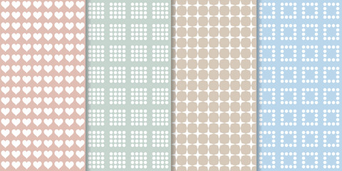Wall Mural - Set of minimal geometric texture seamless patterns. Repeating simple geometrical shapes backgrounds.