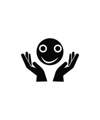 Poster - hand holding smile face icon, vector best flat icon.