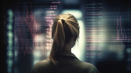 A Corporate Women Working Seen From Behind, Generative AI