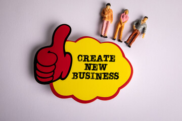 Wall Mural - Create new business concept. Miniature human figures on a white background