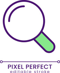 Sticker - Magnifying glass pixel perfect RGB color icon. Searching on website. Investigation. Business tool. Isolated vector illustration. Simple filled line drawing. Editable stroke. Poppins font used