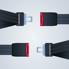 Safety belt and fasten your seat belt journey safety first concept flat illustration.