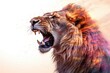Roaring lion double exposure illustration - Generative AI.