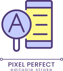 Sticker - Research article pixel perfect RGB color icon. Website with useful information. Online publication. Isolated vector illustration. Simple filled line drawing. Editable stroke. Poppins font used