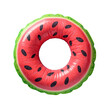 Top view of a plastic inflatable float with a watermelon design on cutout PNG transparent background. Generative AI