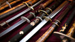 © mimadeo - collection of Japanese swords or katana. generative ai