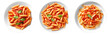 Penne pasta in tomato sauce on white bowl, top view with transparent background, Generative AI Technology