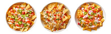 Corn Chips Nachos On White Bowl, Top View With Transparent Background, Generative AI Technology