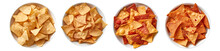 Tortilla, Mexican Nachos Chips On White Bowl, Top View With Transparent Background, Generative AI Technology