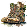 Watercolor military boots