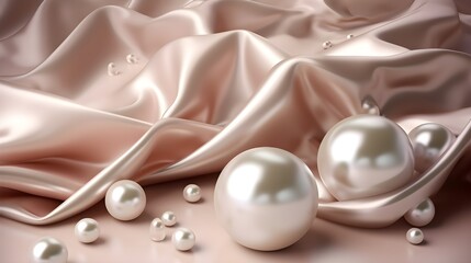 Canvas Print - Shimmering pearl cascade, ethereal silk with foil accents