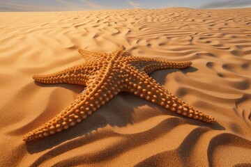 Starfish on the summer on the sand in a beach. Generative AI