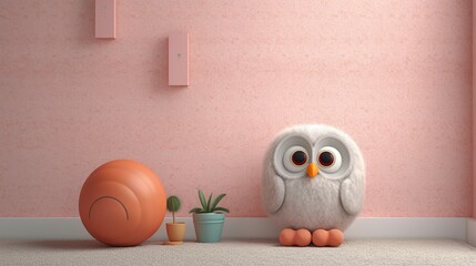 Owl on background. 3d rendering. Generative AI