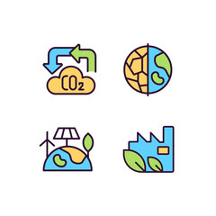 Sticker - Global nature protection pixel perfect RGB color icons set. Environment conservation. Ecology care. Isolated vector illustrations. Simple filled line drawings collection. Editable stroke