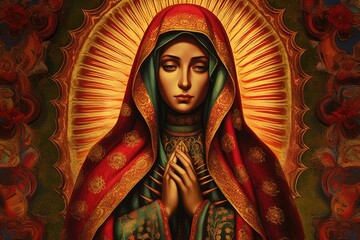Beautiful lady of guadalupe mexico saint holy faith. Generative AI
