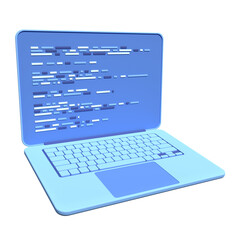Wall Mural - 3d laptop and program code development. web coding concept. coding screen 3d rendering. 3d rendering