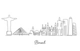 Fototapeta Nowy Jork - Brazil city skyline, hand drawn illustration, vector design for travel and tourism destination.