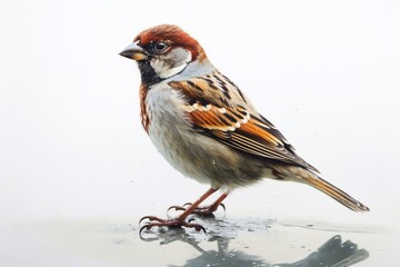 Poster - Sparrow on White Background Generative AI