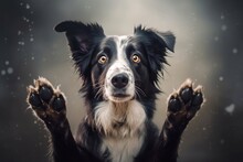 A Delightful Border Collie Pleading With Its Paws, Generated Ai
