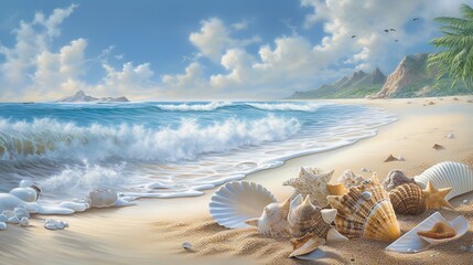 Wall Mural - Immerse Yourself in the Ultra-Detailed Beauty of a Beach - HD Stock Image with Stunning Accuracy and Vibrant Colors - beach in the morning, Generative AI