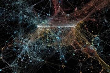 Poster - visual representation of deep learning network, with intricate patterns and connections visible, created with generative ai