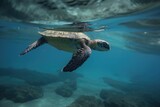 Fototapeta Łazienka - sea turtle swimming in the ocean, with its flippers and tail visible, created with generative ai