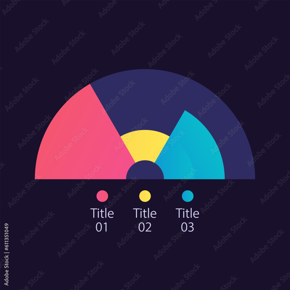 Arch infographic chart design template for dark theme. Three sections ...