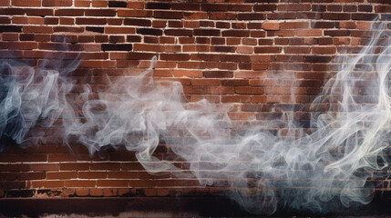 Sticker - Smoke from a pipe on a brick wall. The concept of smoking