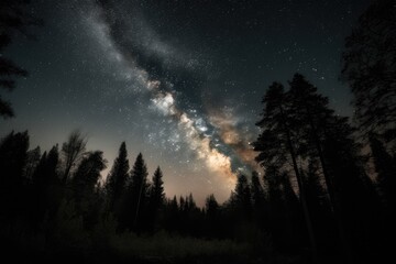 Wall Mural - a stunning view of the night sky, with thousands of stars and galaxies shining brightly, created wit