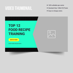 Wall Mural - Youtube thumbnail banner template for  food review, food vlog content video cover banner design, editable vectro eps 10 file format