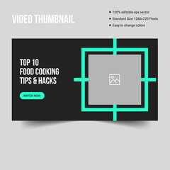Wall Mural - Food review youtube thumbnail banner template design,  video cover banner design, fully customizable vector eps 10 file format