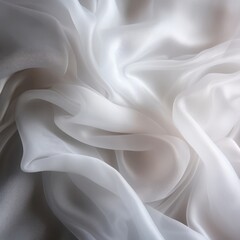 Poster - Beauty fashion white abstract soft fabric smooth curve shape decorate textile background, Banner design, AI generated.