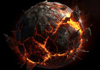 Wall Mural - shattering and exploding of planet earth's molten core . generative ai