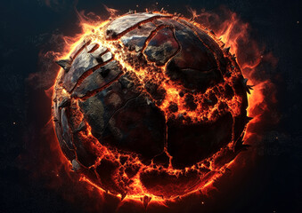 Wall Mural - shattering and exploding of planet earth's molten core . generative ai
