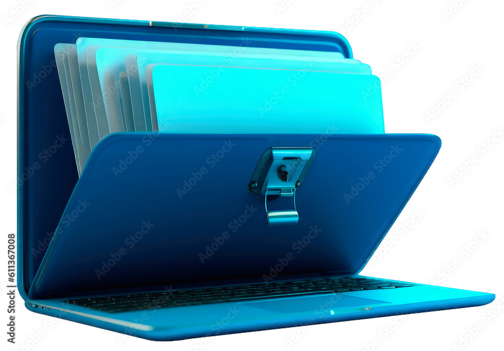 Computer Files Transparent File folder on laptop screen on transparent PNG background, digital ...
