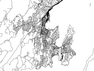 Wall Mural - Vector road map of the city of  Wellington in New Zealand on a white background.