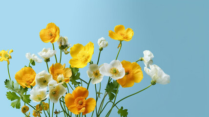 Wall Mural - buttercup flowers wallpaper/ background with copy space. 