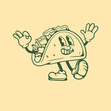 Vintage Character Design Of Taco