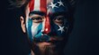 © ArtCraft - Joyful fan in the colors of the U.S. flag on his face. Generative ai