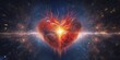 AI Generated. AI Generative. Realistic illustration of abstracct heart shape brain in galaxy space place. Future medicine love vibe. Graphic Art
