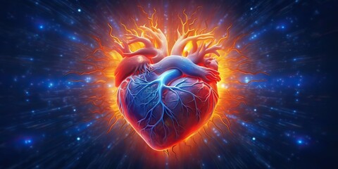 Wall Mural - AI Generated. AI Generative. Realistic illustration of abstracct heart shape brain in galaxy space place. Future medicine love vibe. Graphic Art