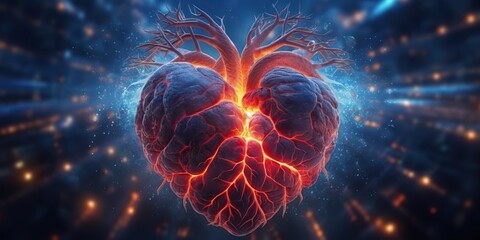 Wall Mural - AI Generated. AI Generative. Realistic illustration of abstracct heart shape brain in galaxy space place. Future medicine love vibe. Graphic Art