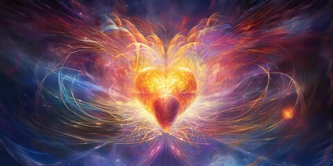 Wall Mural - AI Generated. AI Generative. Realistic illustration of abstracct heart shape brain in galaxy space place. Future medicine love vibe. Graphic Art