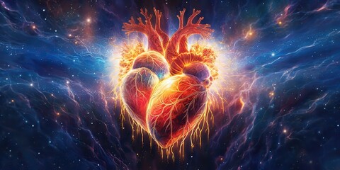 ai generated. ai generative. realistic illustration of abstracct heart shape brain in galaxy space p