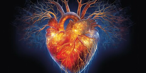 Wall Mural - AI Generated. AI Generative. Realistic illustration of abstracct heart shape brain in galaxy space place. Future medicine love vibe. Graphic Art