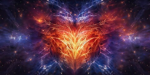 Wall Mural - AI Generated. AI Generative. Realistic illustration of abstracct heart shape brain in galaxy space place. Future medicine love vibe. Graphic Art