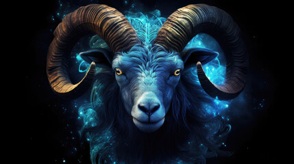 Wall Mural - Astrology calendar. Capricorn magical zodiac sign astrology. Esoteric horoscope and fortune telling concept. Capricorn Zodiac in universe. Generative AI