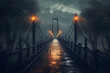 Beautiful view of the bridge in the dark created with Generative AI technology