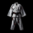A unique karate kimono with a black belt created with Generative AI technology